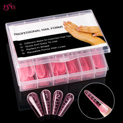 BNG French Nail Dual Form Molds for Poly Extensions Gel 12 Sizes with Large Number Markings for French Manicure 120Pcs/Box