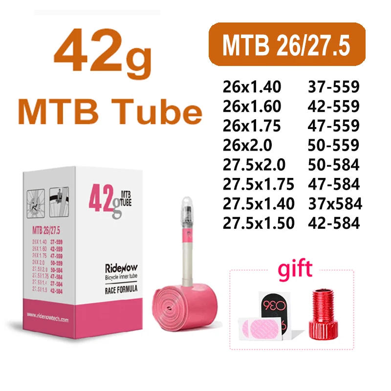 Description Picture 5 of itemRideNow TPU Bike Inner Tube 700C 18 23 25 28 32 35 37 40C MTB Gravel Ultralight Bicycle Tire 26 27.5 29 with Patch Valve Adaptor