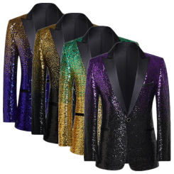 Fashion Men Business Wedding Banquet Luxury Sequin Suit Jacket 2024 New Singer Stage Performance Dress Coats Slim Fit Blazers
