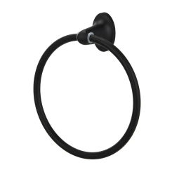 Matte Black Steel Oval Towel Ring Wall Mount Bathroom Organizer Hardware Included