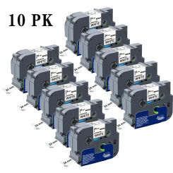 10/20PK 24mm x 8m Black on White Label Tape Compatible for tze TZ TZe 251 Standard Laminated Ribbon for P-Touch Label Printer