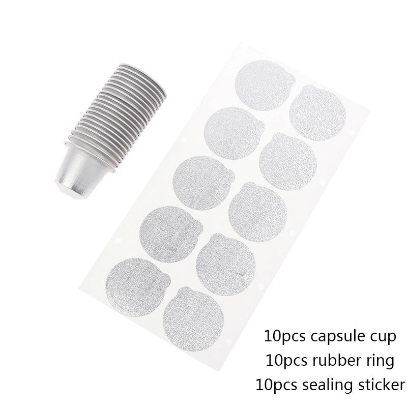 Description Picture 2 of item10Pcs/set Reusable Nespresso Coffee Capsules Disposable Nespresso Pods Empty Aluminum Foil Coffee Capsule With Lids Coffeeware