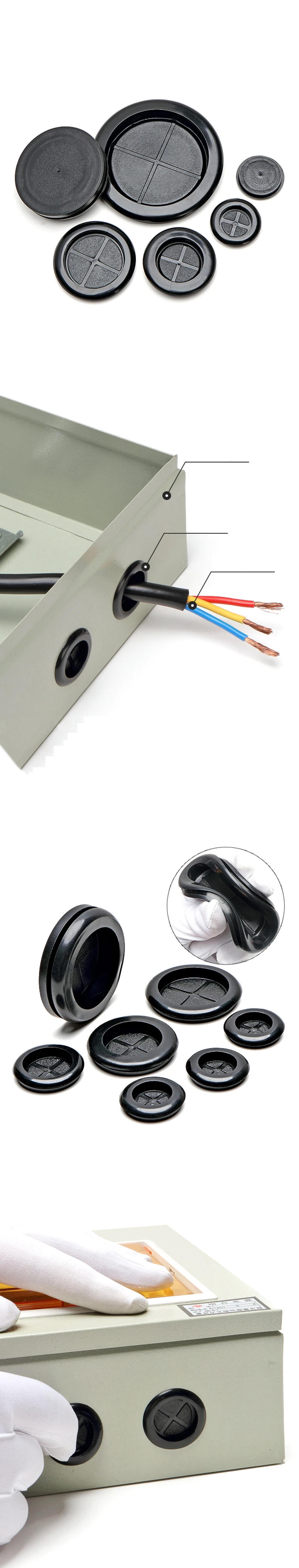 Description Picture 3 of itemSingle Sided Protective Rubber Sealing Ring Protective Coil Snap in Grommet Pad For Protection Wire Cable Sealing Cap Hole Plug