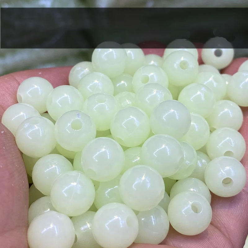 Description Picture 3 of item100pcs/Bag  Luminous Fishing Beads Stopper Glow Tool Hard Rubber Sinking Glow Fishing Beads Fishing Rig Tube Sleeve Accessories