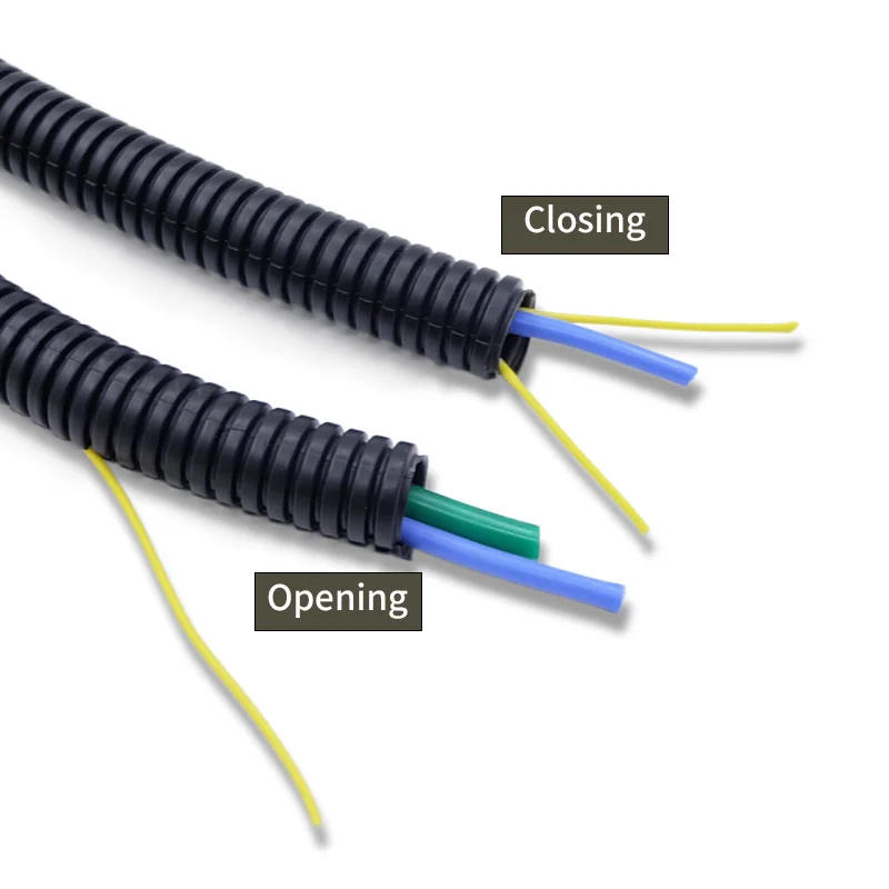 Description Picture 3 of item1/3M PP Insulated Corrugated Tube Auto Line Pipe Harness Wire Wrap Colorful Threading Plastic Split Wire Loom Protection Sleeve