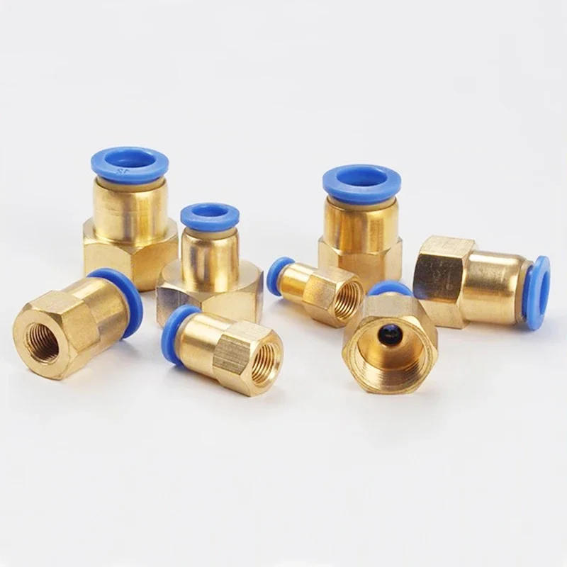 Description Picture 6 of item1PCS PCF Pneumatic Air Connector 4 6 8 10 12mm Hose Tube 1/8"  3/8" 1/2" 1/4" BSP Female Thread Brass Quick Pipe Joint Fitting