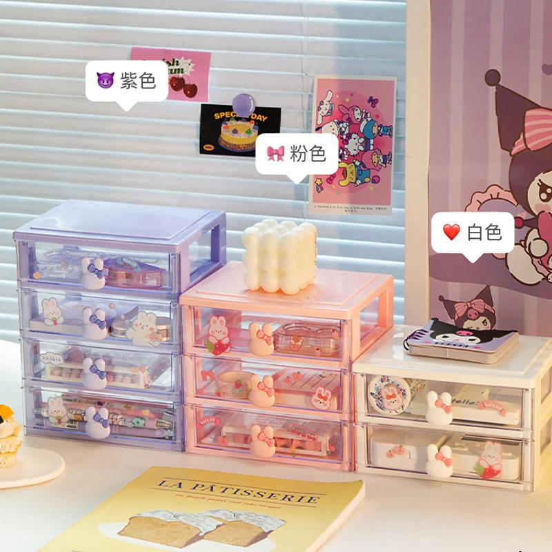 Description Picture 4 of itemCute Stationery Storage Box Organizer Kawaii Drawer Type Desktop Hand Account Card Box Desk Small Objects Children's Mini Rack