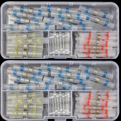 50pcs Boxs Heat Shrink Solder Sleeves Set Wire Crimp Butt Terminals Connectors Waterproof Heat Shrinkable Tube Cable Connector