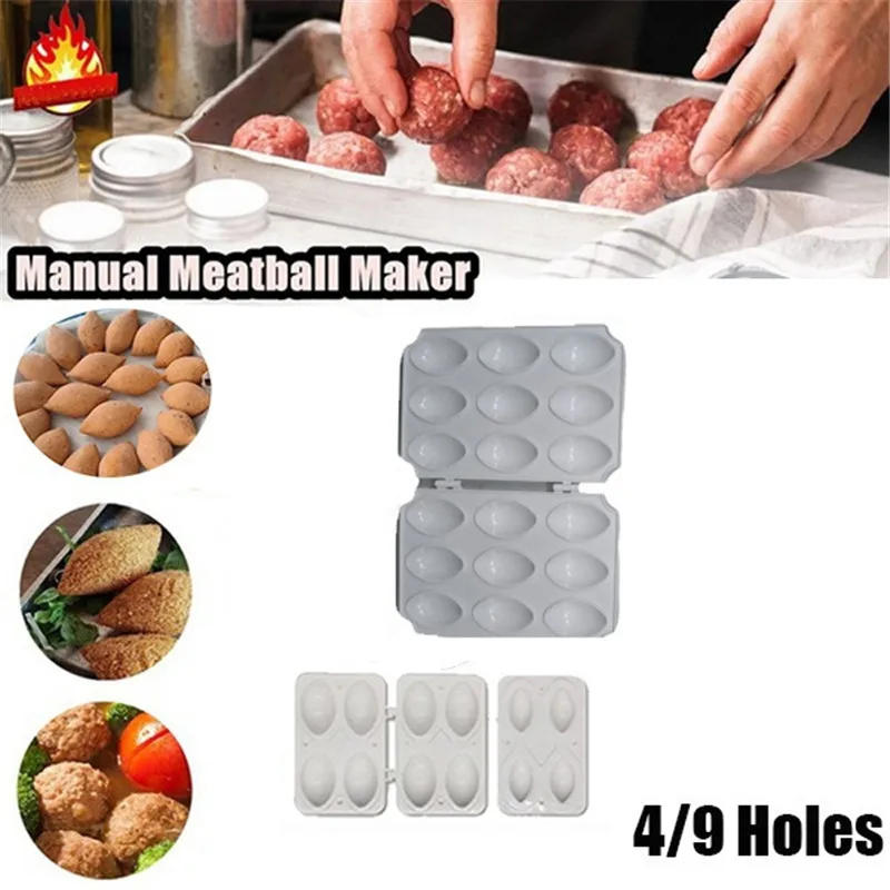 Description Picture 2 of item4/9 Holes Manual Meatball Maker Meatloaf Mold Press Meat Processor Minced Kibbeh Express Cake Desserts Pie New Kitchen Meat Tool
