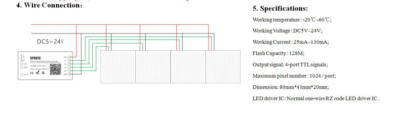 Description Picture 4 of itemSP801E DC5V-24V 12V Art-Net Magic LED WIFI Controller Matrix Panel Module WS2812 WS2811 Light Strip Wireless Control IOS Android