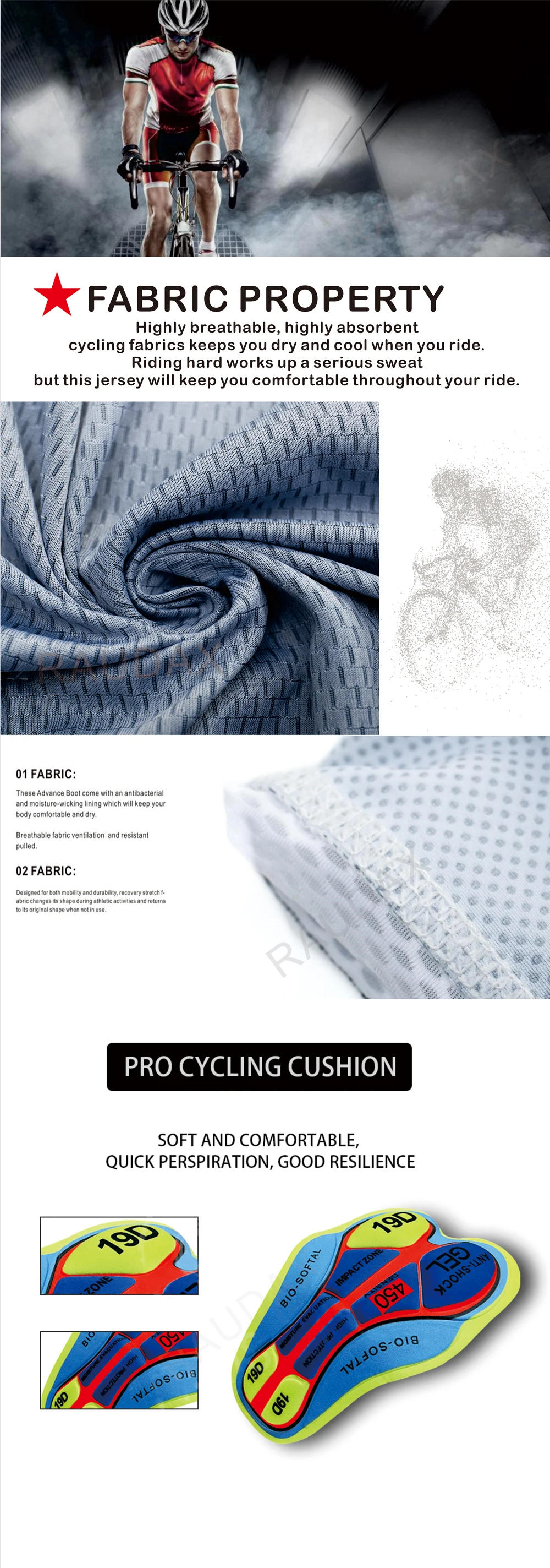 Description Picture 6 of itemRAUDAX GCN Professional Cycling Team 2023 Summer Cycling Clothing Man’s Short Sleeve Mountain Bike Cycling Wear Triathlon Jersey