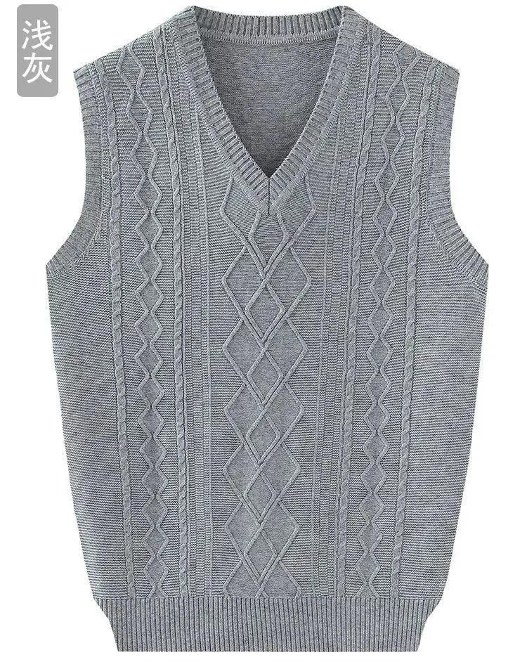 Description Picture 6 of item2023 New Sweater Vest Men All-match V-neck Solid Sleeveless Male Tops Basic Cozy Korean Style Casual Knitted Waistcoats R130