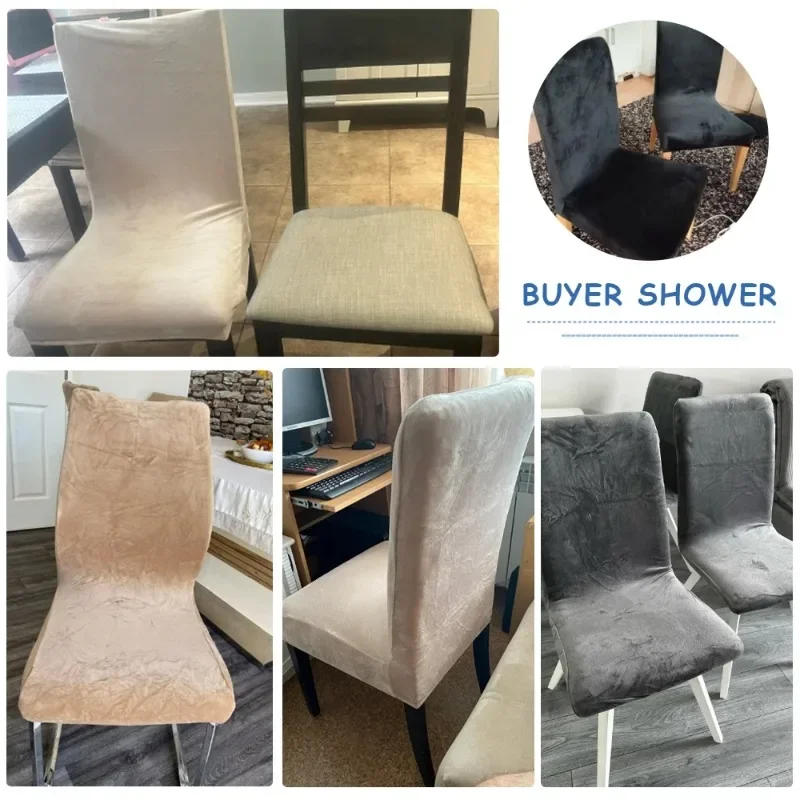 Description Picture 6 of itemVelvet Chair Cover for Dining Room Spandex Stretch Super Soft Chair Slipcover for Kitchen Home Hotel Wedding Banquet