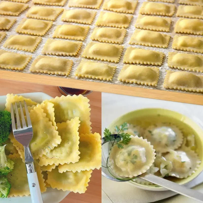 Description Picture 4 of itemRavioli Molds Homemade Filled Pasta Maker Dumpling Press Ravioli Maker Mould Ravioli Stamp Cutter Mold with Tray and Press