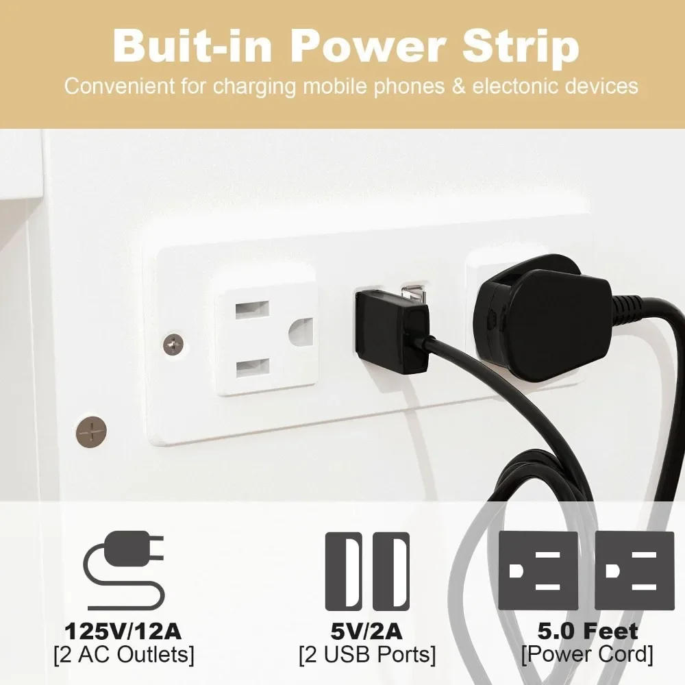 Description Picture 6 of itemMurphy Bed with Charging Station & Drawer, Mobile Cabinet Bed, Space-Saving Folding Murphy Bed(76.4”W x 55.1”D x 40.9”H)