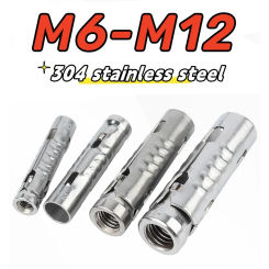 1-5pcs M6 M8 M10 M12 SUS Fish Scale Tube Three-piece one-piece Internal Expansion Bolt Concrete Anchor Screw
