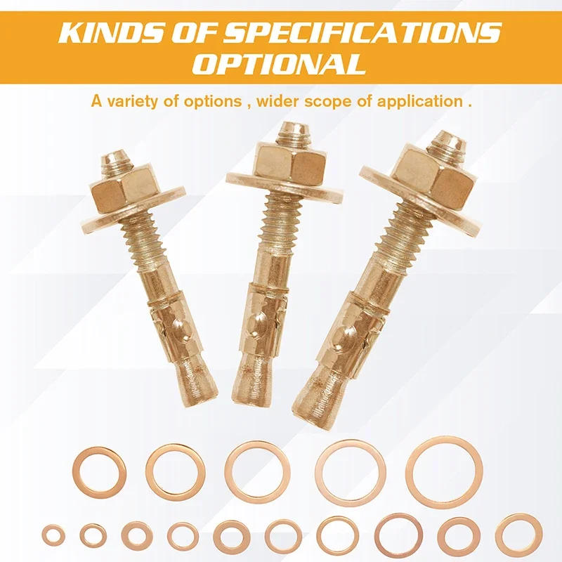 Description Picture 6 of item500pcs/pack Solid Copper Washer Flat Ring Gasket Sump Plug Oil Fittings Sealing Washers Fastener Hardware Accessories