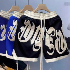 Men Casual Shorts Men Elastic Waistband Shorts Men's Summer Sport Shorts with Letter Pattern Drawstring Elastic Waist for Plus
