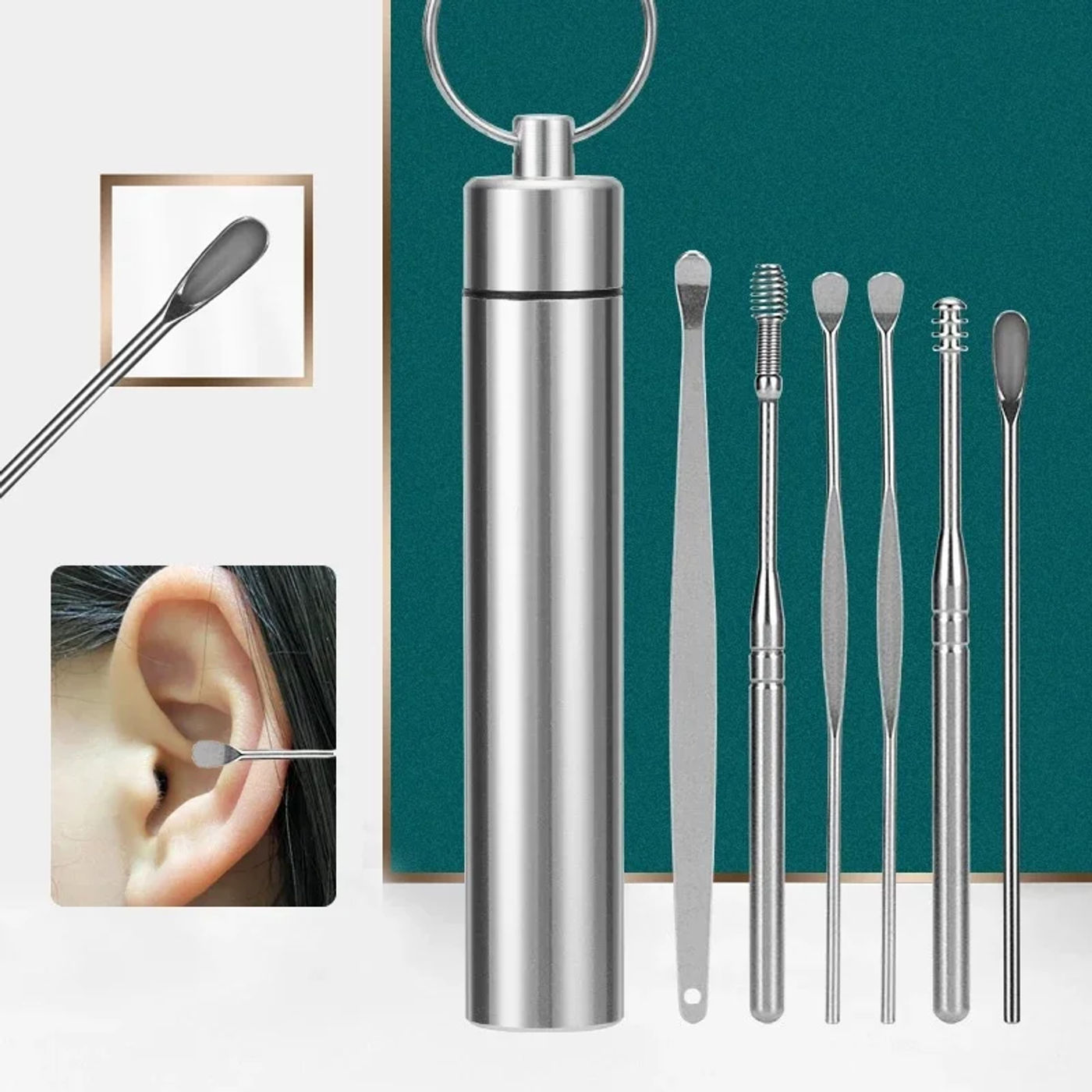 Description Picture 6 of itemEar Wax Remover Cleaning Kit Pickers Ear Pick Earwax Cleaner Curette Spoon Care Removal Tool for Baby Adults Ear Care Set 6-7Pcs