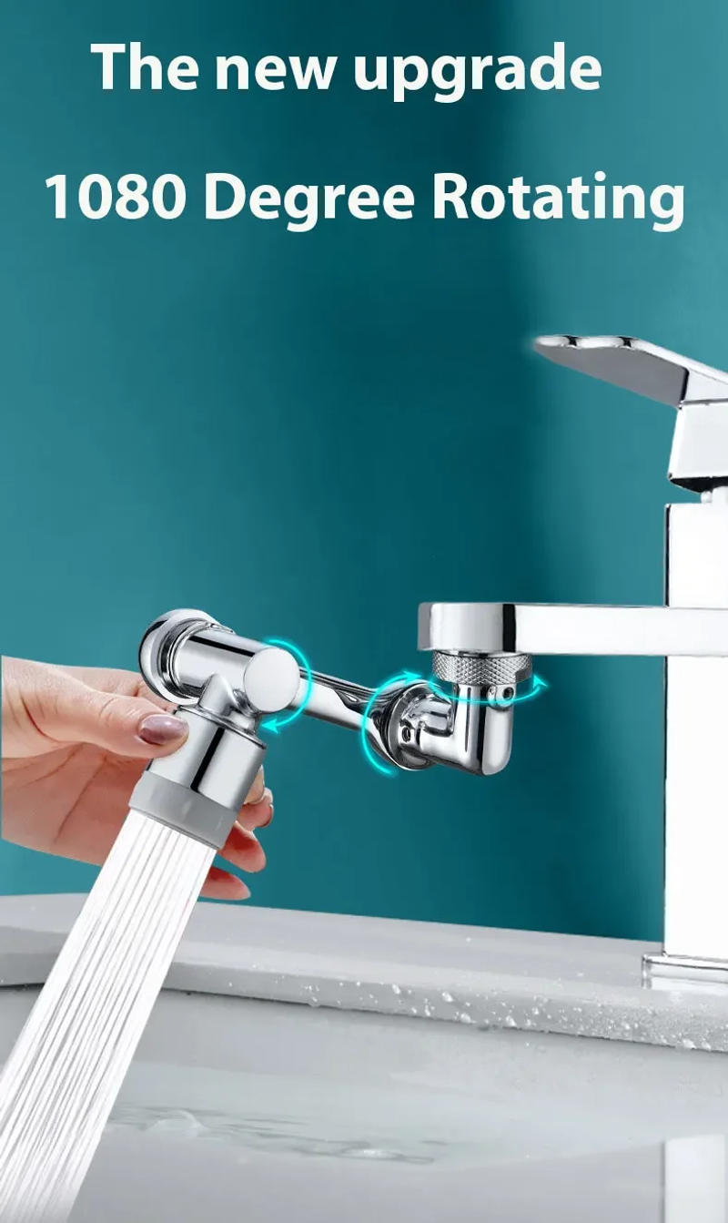 Description Picture 2 of item1080°Rotatable Faucet Spray Head Wash Basin Kitchen Tap Extender Adapter Universal Splash Filter Nozzle Flexible Faucets Sprayer