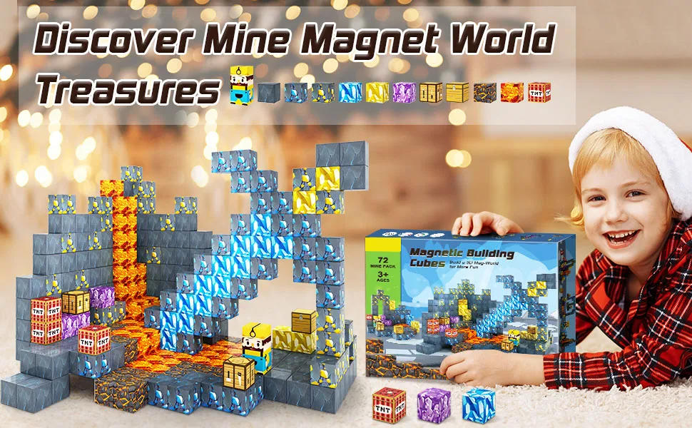 Description Picture 5 of itemMagnetic Building Blocks Mine World Magnet Cube Set for Boy Girl Kid Age 3+ DIY Model Children Stem Minecraft Sensory Toy Gift