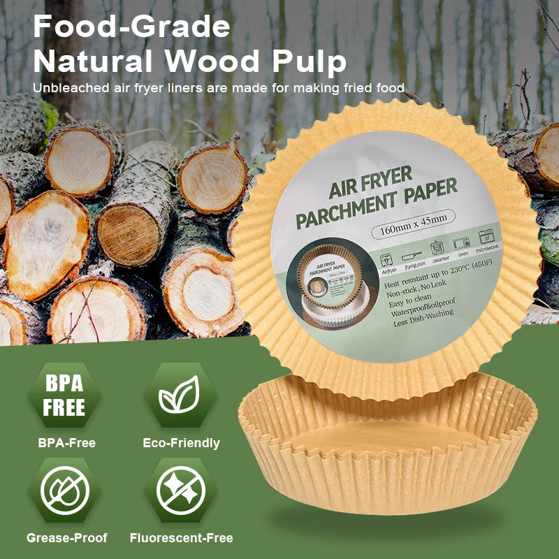 Description Picture 5 of item50/100Pcs Air Fryer Disposable Paper Liner Non-Stick Barbecue Plate Round Oven Pan Pad  For 16cm Air Fryer Micro-Wave