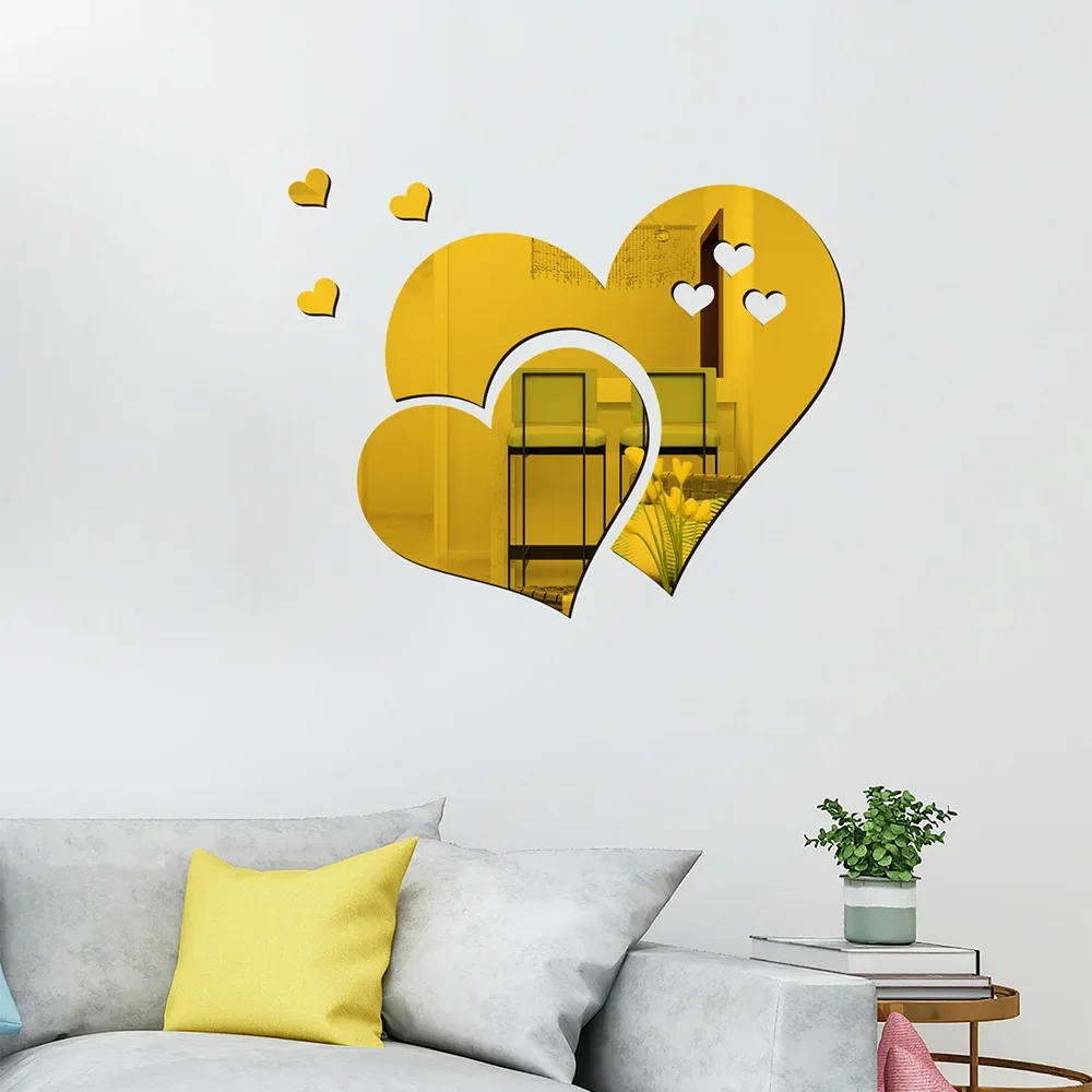 Description Picture 2 of item3D Acrylic Wall Stickers Europe Style Hearts Fashion DIY Decals Self-adhesive LOVE Wedding Background Decoration Mirror Ornament