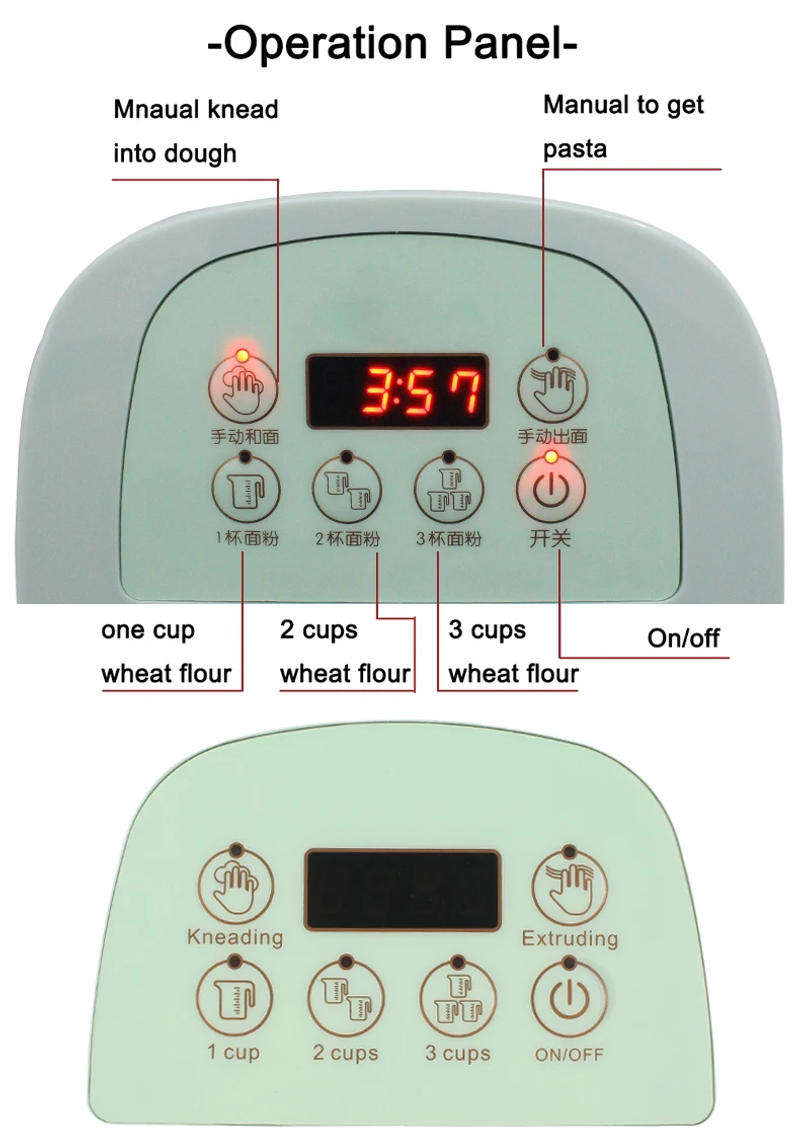 Description Picture 5 of itemAutomatic Electric Pasta Maker Vegetable Noodle Press Machine Dumpling Wrapper Cutter Spaghetti Hanger Dough Blender Mixer EU US