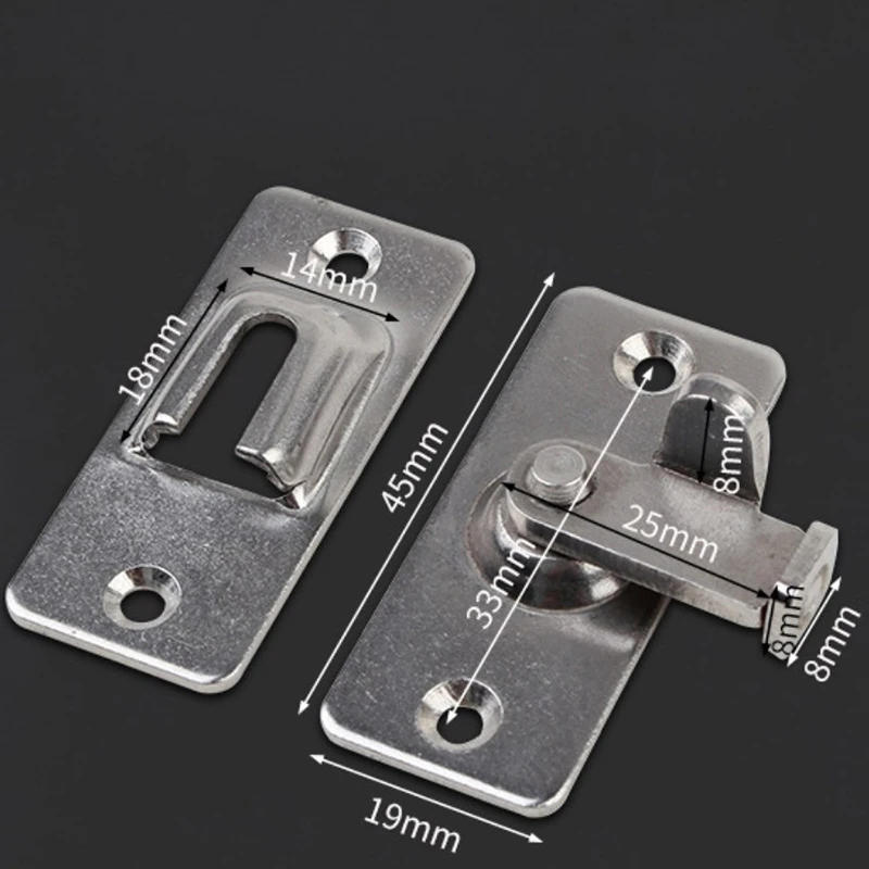 Description Picture 6 of item1Pc 90 Degree Solid Door Latch Bolt 304 Stainless Steel Lock Sliding Right Angle Buckle Black Windoo Latches Plug Small