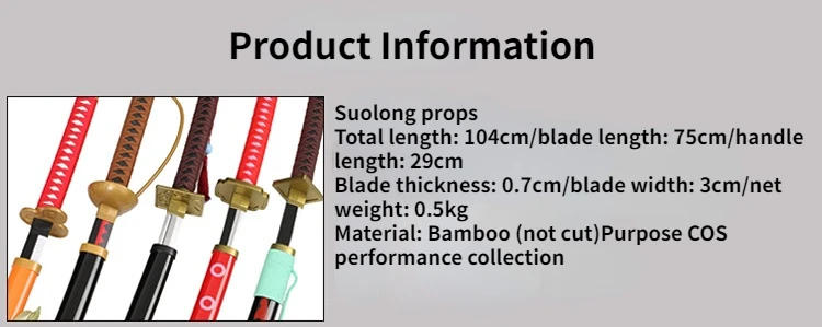 Description Picture 5 of itemNewest Cosplay Red Hair Shanks Katana Bamboo Assembled Sword Role Playing Gol·D·Roger  Anime 104cm Weapon Model
