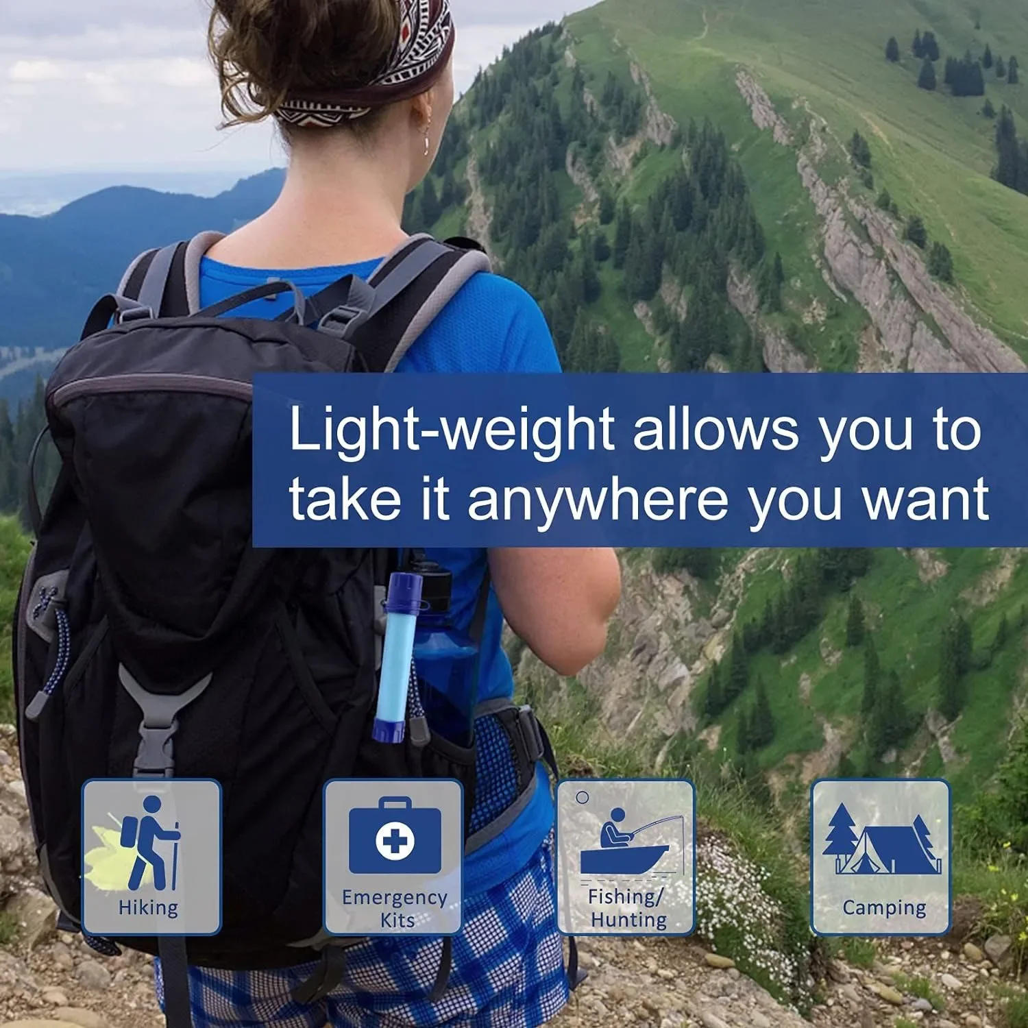 Description Picture 3 of itemPersonal Water Filter Portable Water Purifying Device for Hiking Camping Accessories Travel Hunting Survival Outing Backpacking