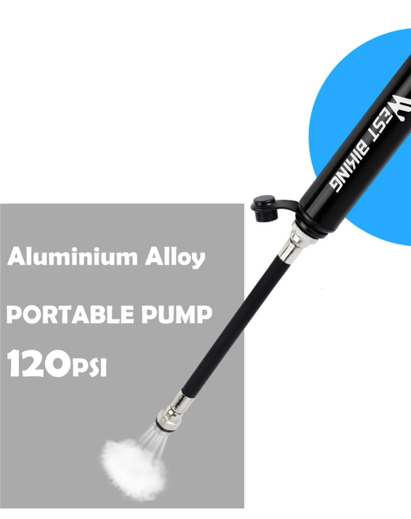Description Picture 6 of itemWEST BIKING 100Psi Mini Bike Pump Aluminum Alloy Bicycle Hand Air Pump Tire Inflator Schrader Presta Valve MTB Road Cycling Pump