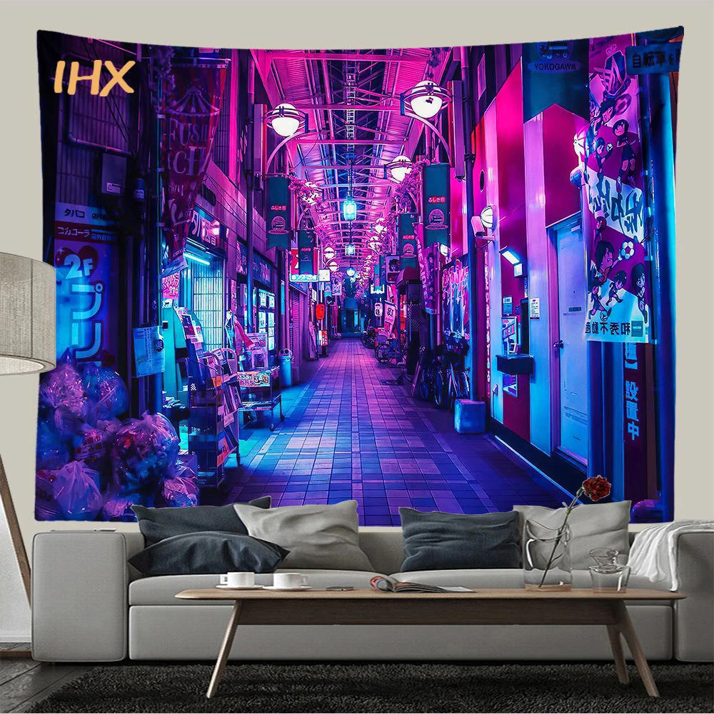 Description Picture 4 of itemAnime Cyberpunk Cityscape Tapestry Wall Hanging Kawaii Room Decor Hippie Boho Mandala Aesthetic Tapestry Bedroom Home Decoration
