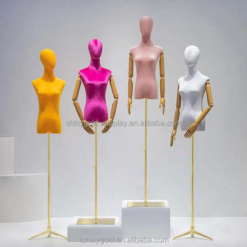 Description Picture 4 of itemVelvet Half Body Female Mannequin Clothing Store Fashion Female Upper-body Mannequin Display Dress Form Torso Models Woman