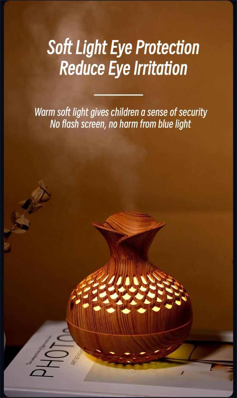 Description Picture 4 of itemWood Grain Mini Vase Air Humidifier USB Electric Ultrasonic Water Aroma Essential Oil Diffuser Home Room Fragrance Air Purifier