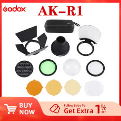 Godox AK-R1 Barn Door, Snoot, Color Filter, Reflector, Honeycomb, Diffuser Ball Kits for Godox AD200 H200R V1 Round Flash Head