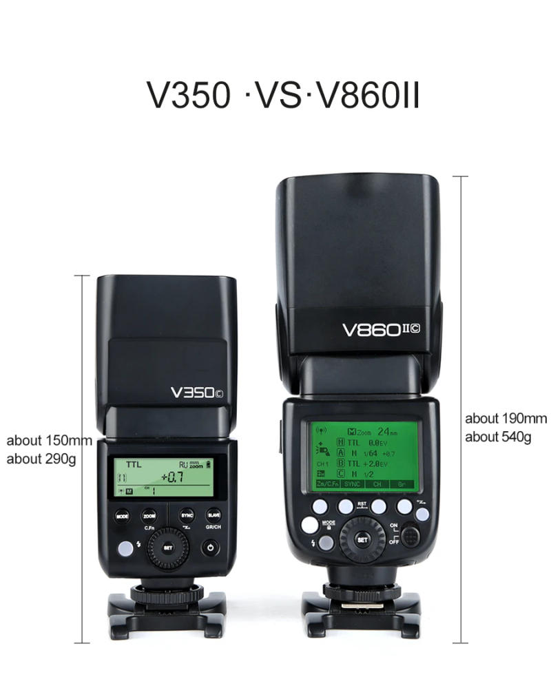 Description Picture 6 of itemGodox V350C V350N V350S V350F V350O TTL HSS Camera Speedlite Flash Built-in Lithium Battery for Canon Nikon Sony Fuji Olympus