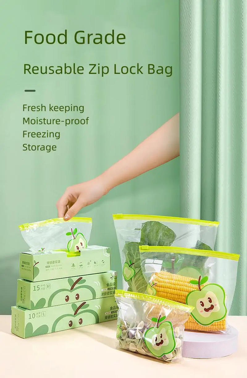 Description Picture 2 of itemReusable Zip Lock Bag Food Grade Transparent Storage Bag With Zipper Sealing Plastic Container Travel Freezer Camping Kitchen