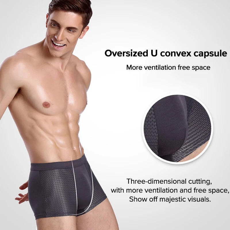 Description Picture 5 of item4 Pcs/Lot Men's Boxer Briefs Cool Breathable Comfortable Mesh Soft Fashion Gifts Plus Size Men's Shorts Underwear