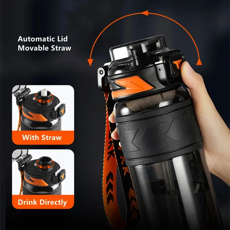 Description Picture 6 of item1000ML High Quality Tritan Material Sport Water Bottle With Straw Leak-Proof Durable Gym Fitness Outdoor Drinking Bottle