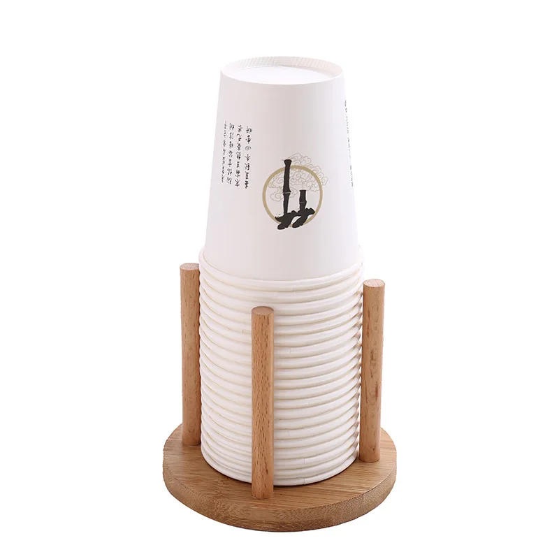 Description Picture 6 of itemBamboo Wooden Cup Storage Rack Creative Round DIY Household Cup Holder For Disposable Paper Cup Counter Desktop Storage Rack