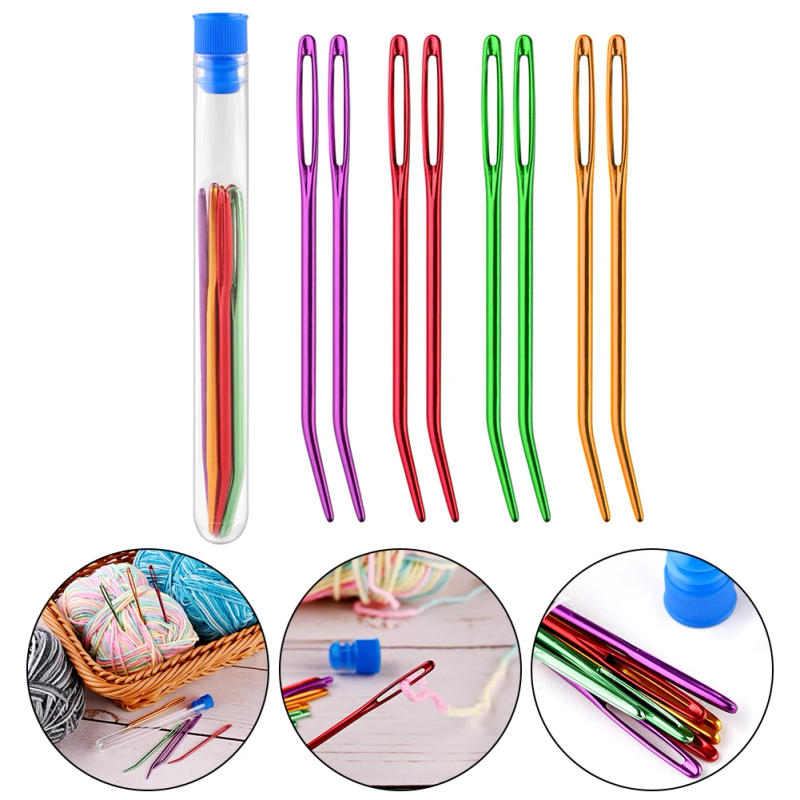 Description Picture 3 of item8Pcs Bent Tip Tapestry Needles Yarn Knitting Weaving Needles Big Eye Curve Bent Needle Knitting Crochet DIY Sewing Accessories