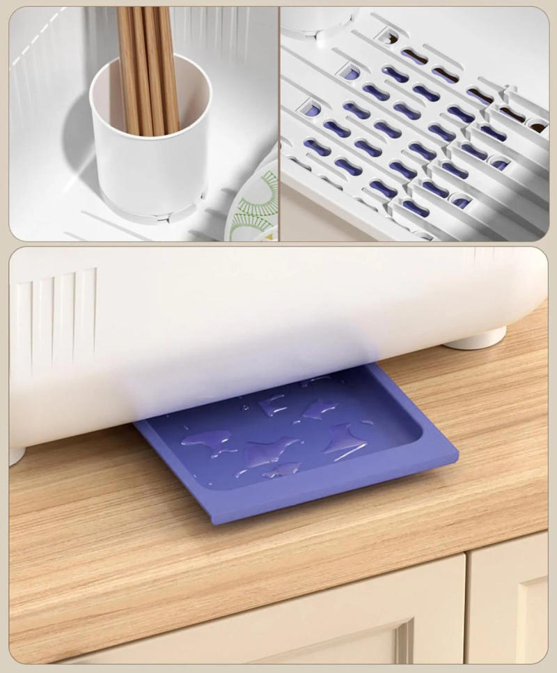 Description Picture 6 of itemDrain Rack Dish Bowl Drying Rack Plate Storage Drainer Holder Organizer Plastic Tableware Holder with Lid Cover for Kitchen Home