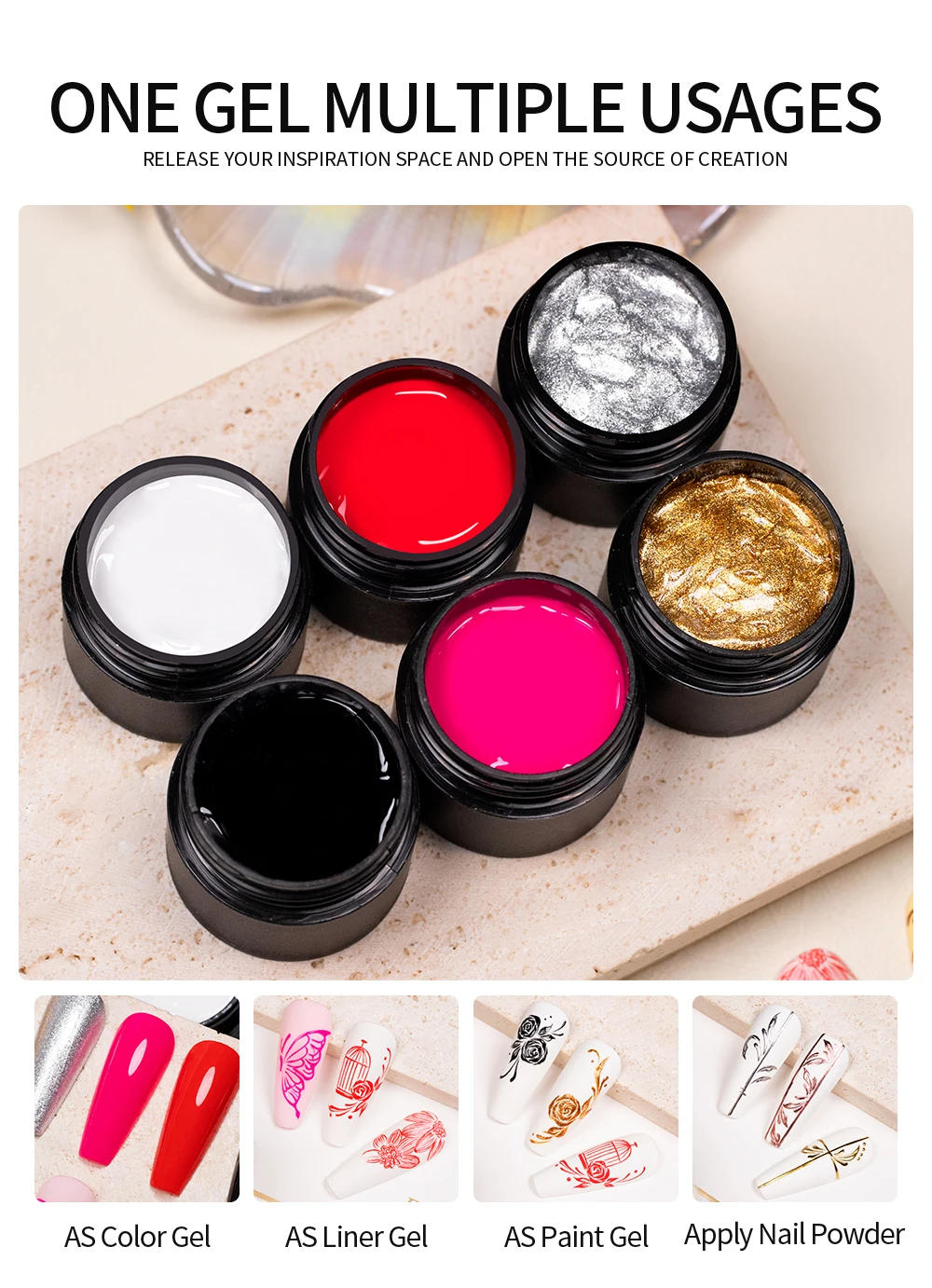 Description Picture 5 of itemBOZLIN 5ml No Wipe Painting Gel Nail Art Professional Nail Paint Color Gel Polish Semipermanent Black White Color Varnish