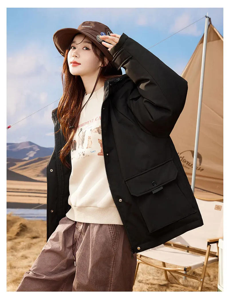 Description Picture 5 of itemShascullfites Melody Hooded Coat Outwear 2024 Winter New Fashion White Duck Down Short Jacket Women Thick Warm Loose