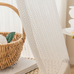 Herringbone pattern jacquard top-grade white yarn simple modern luxury window screen curtain