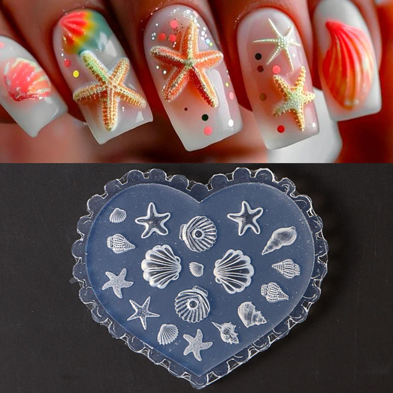 Description Picture 5 of item1pc 3D Butterfly Mold Silicone Flowers Leaves Shell Design Nail Art Stamping Templates Embossed Mold Manicure Tool NFG-333