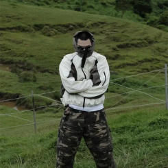 Fasion 
 GRAILZ Deconstructed Splice Windproof Hood Zipper Windbreaker Coat Apricot SML Hip Hop