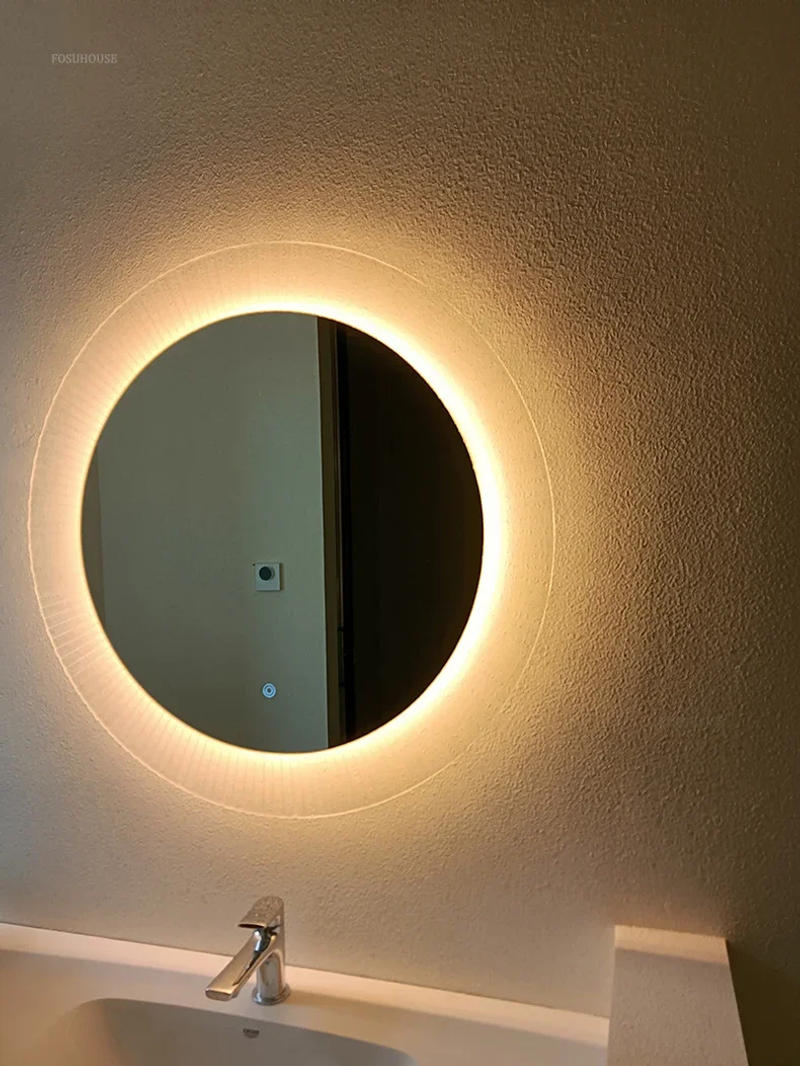 Description Picture 3 of itemFrench Glass Bathroom Mirrors for Toilets Round Folds with Light Design Mirrors Fashionable Creative Commercial Mirror for Cafes