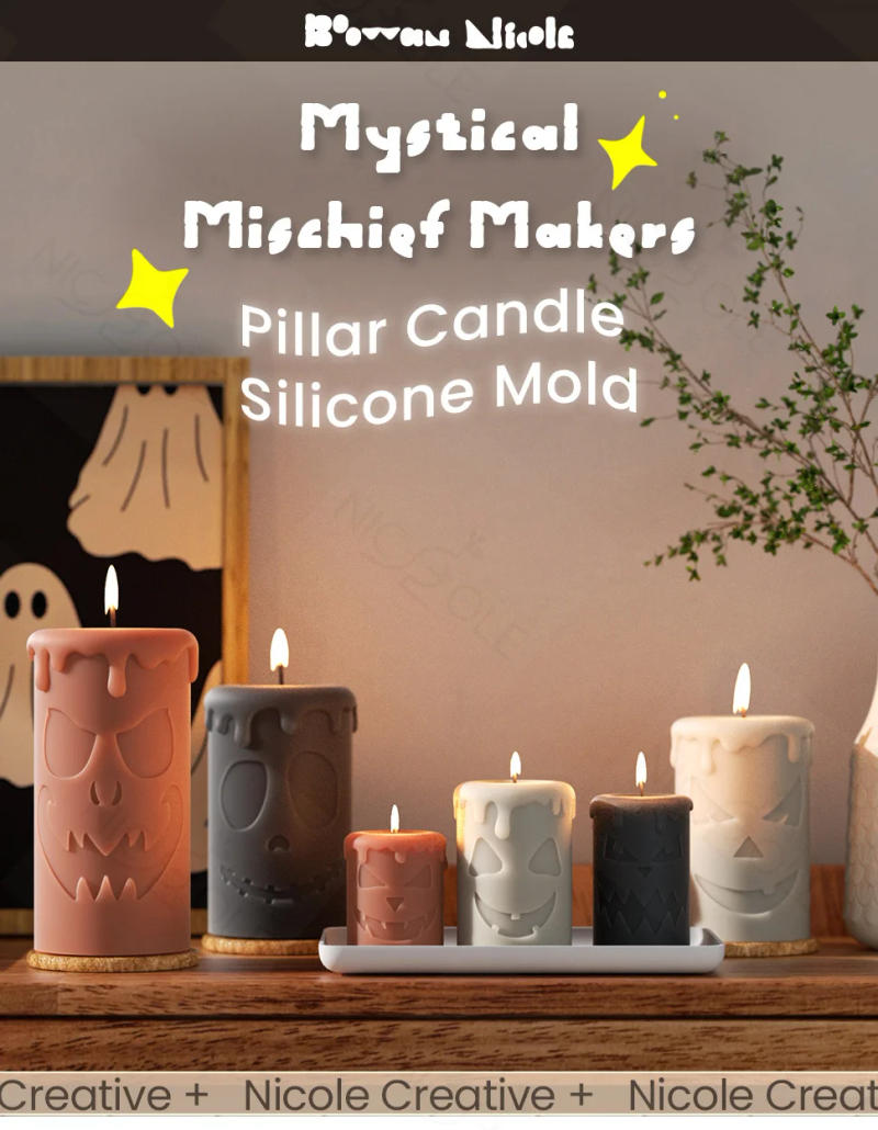 Description Picture 2 of itemNicole Column Pillar Candle Silicone Mold DIY Mystical Mischief Makers Candle Mould Halloween Decorations